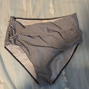 Striped High-Waisted Swim Bottom